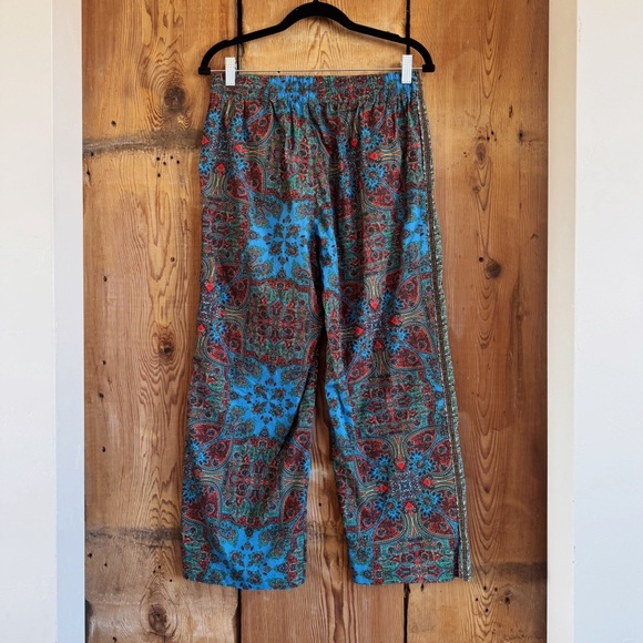 Sz S J. Crew 100% Cotton Boho Multicolor Cropped Paisley Print Pants EUC - Picture 2 of 6